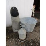 Galvanised pail, coal scuttle and Eltex feeder