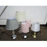 5 Table lamps with shades (no plugs)