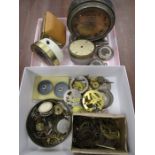Westclox clocks and pocket watches and tray non associated watch parts
