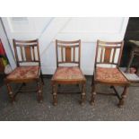 3 oak chairs with turned legs