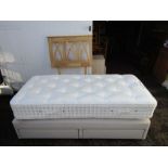 Single divan bed with mattress, 2 drawers and wooden headboard