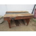 Vintage woodworking bench with 2 Record vices