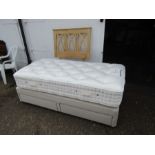 Single divan bed with mattress, 2 drawers and wooden headboard