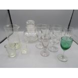 Victorian measuring glasses, rummer glasses and other vintage glass