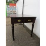 Vintage post office table in pitch pine with 2 drawers one end with George V Hampton 4 lever