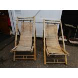 2 bamboo deck chairs