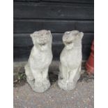 Pair of concrete Jaguar ornaments