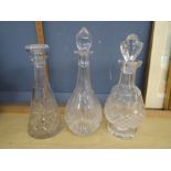 3 glass decanters