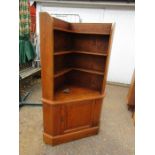 Vintage oak corner cupboard with key