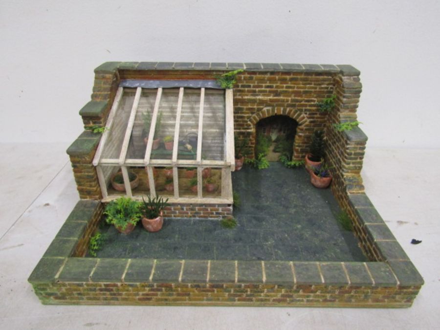 A scratch built walled garden with greenhouse made for Hampton Court Palace RHS flowershow in 1996. - Image 2 of 9