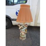 1970's Azzolin Brothers Capodimonte porcelain table lamp with shade H120cm with shade