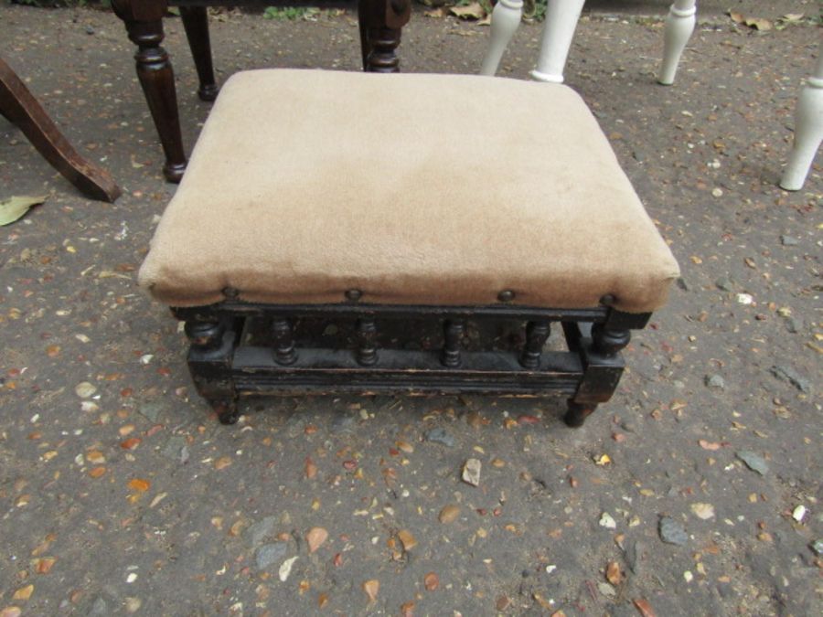 2 Vintage hardwood occasional tables, painted chair and footstool - Image 2 of 2