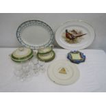 A 1937 coronation plate (Chatteris Cambs), Booths terrine, gravy boat, plates, 1 oval platters, a