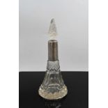 A Victorian glass and hallmarked silver mounted vinegar bottle, with stopper a/f,