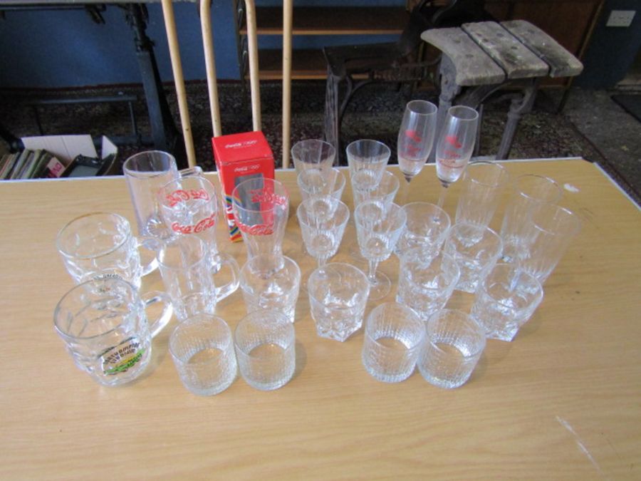 Mixed glasses including Coca Cola