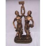 Gold coloured figural lamp base 60cm h