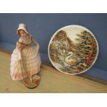 Chalk ware plate and figurine