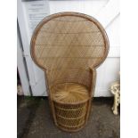 A vintage wicker Peacock chair approx 135cm tall