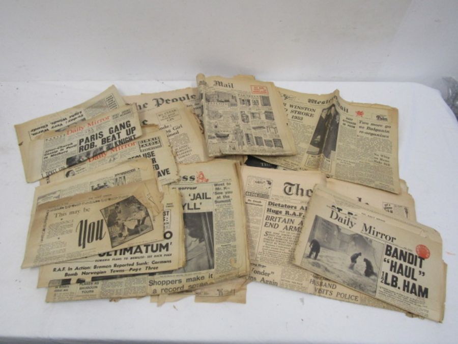 Newspapers from the 1930's to 1960's in wooden fruit crate - Image 2 of 7