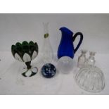 Glassware- paperweight, quartz ball, vintage stemmed bowl-repaired etc