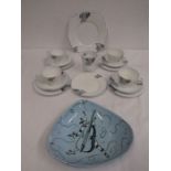 Retro part tea set and handpainted clown dish