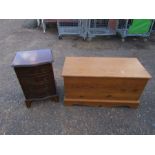 Pine blanket box and small 4 drawer chest with serpentine front