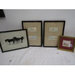 Watercolours of beach scenes, Silhouette 'coal rations' and pigs