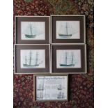 4 Framed 'Sailing ships of the high sea' prints