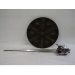 A signed Scottish handmade broad sword and a Scottish targe/shield