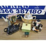 Novelty teapots and butter dish etc