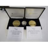 2 75th Anniversary coins of the battle of Britain, supersize 65mm £5 proof coins. one 80th