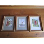 3 Small framed watercolours by George Sear 12cm x 15cm approx