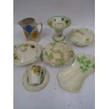 Burslem handpainted china, Clarice Cliff saucer and others in similar style