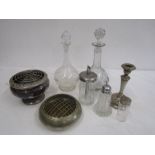 2 Decanters, mixed glass and plateware