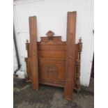 French carved oak double bedframe (no bottom slats)