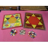 2 Vintage Chinese checkers boards with marbles