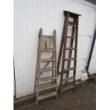 2 Wooden step ladders for display purposes only