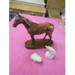Beswick horse and frog and dolphin ornaments