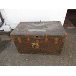 Vintage leather covered trunk marked M.R.G Toronto