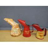 3 Vintage motor oil jugs including BP and Shell