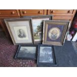 4 Framed vintage photos and print