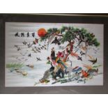 Framed Oriental Silk work picture 49cm x 69cm approx