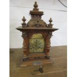 Walter Freeman carved Oak mantel clock with key