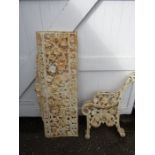 Coalbrookdale style cast iron bench ends and back panel with Nasturtium pattern