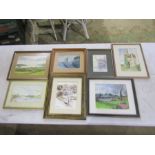 Framed signed watercolours