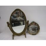 gilt vanity mirror and flower encrusted mirror