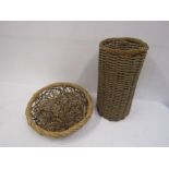 Rattan stick stand and basket