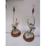 Pair of ceramic Stork table lamps