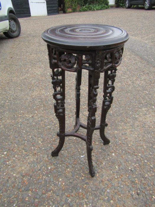 Vintage carved oak plant stand