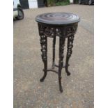 Vintage carved oak plant stand